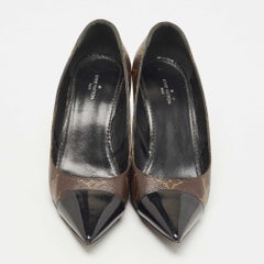 Louis Vuitton Brown Monogram Canvas and Patent Fetish Pumps Size 36