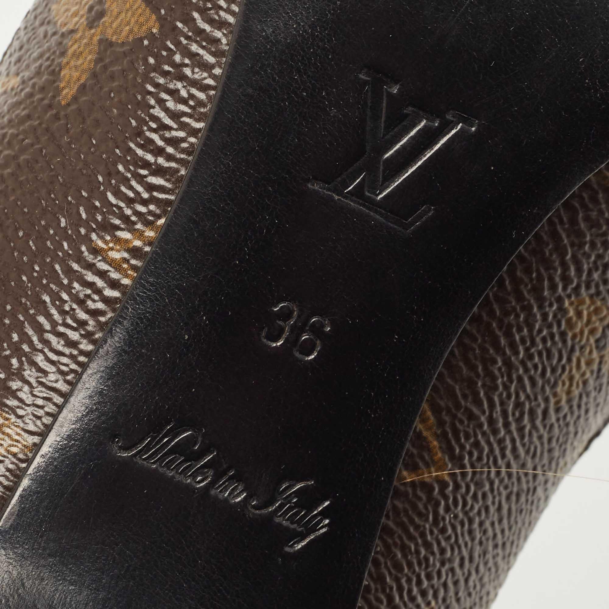 Louis Vuitton Brown Monogram Canvas and Patent Fetish Pumps Size 36 3