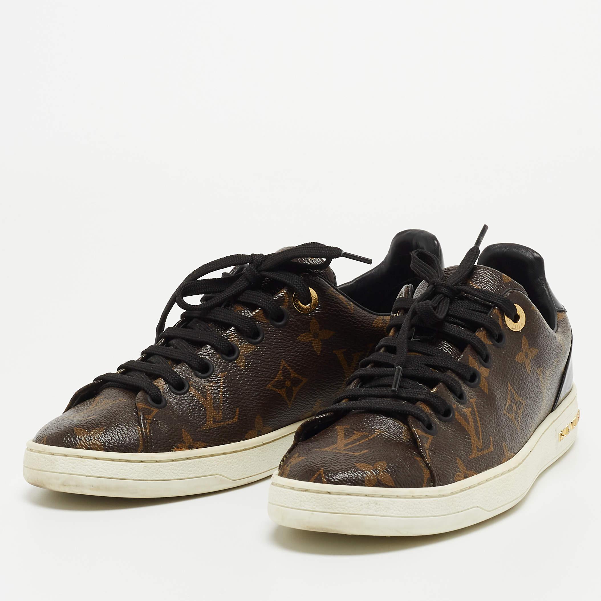Louis Vuitton Brown Monogram Canvas and Patent Frontrow Sneakers Size 36 1