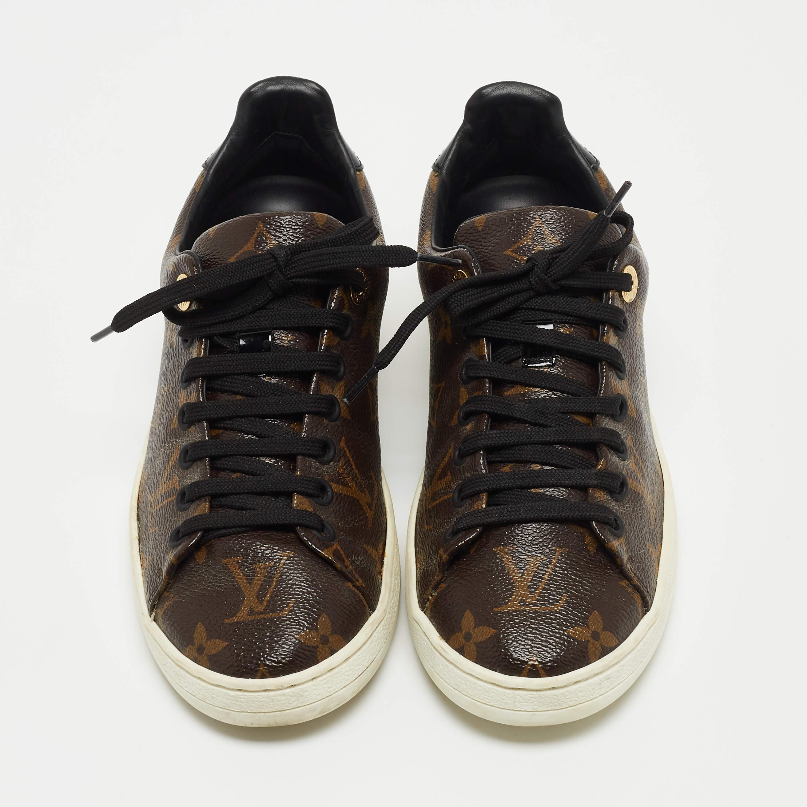 Louis Vuitton Brown Monogram Canvas and Patent Frontrow Sneakers Size 36 2