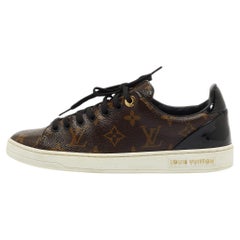 Louis Vuitton Brown Monogram Canvas and Patent Frontrow Sneakers Size 36