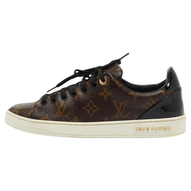 Louis Vuitton Brown Monogram Canvas and Patent Frontrow Sneakers Size 36  For Sale at 1stDibs