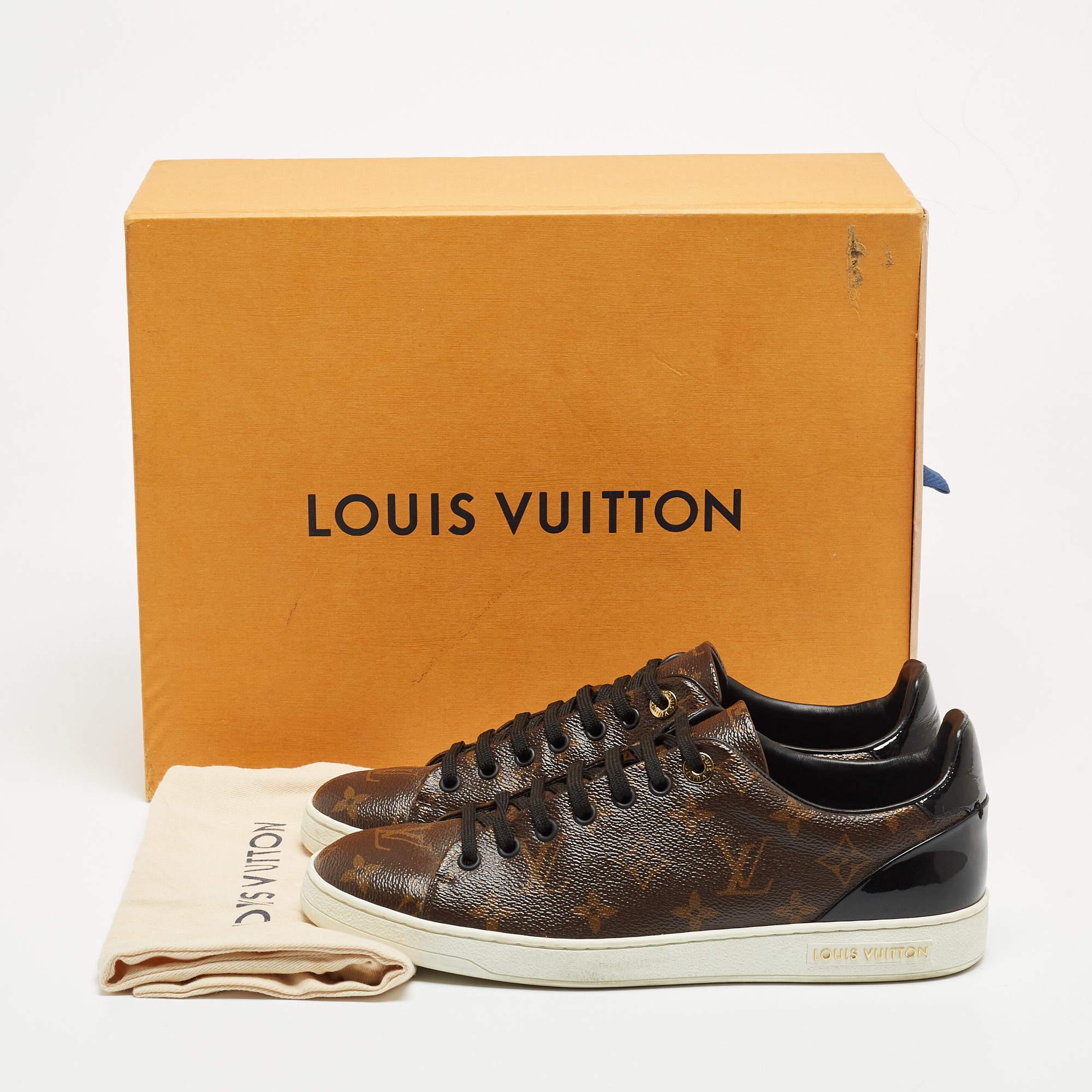 Women's Louis Vuitton Brown Monogram Canvas and Patent Leather Frontrow Sneakers Size 41