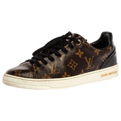 Louis Vuitton Brown Monogram Canvas And Patent Leather Low Sneakers Size 37.5