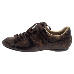 Louis Vuitton Brown Monogram Canvas And Patent Leather Low Top Sneakers Size 36