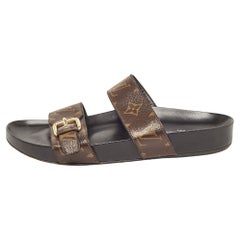 Louis Vuitton Brown Monogram Canvas Bom Dia Flat Slides Size 38