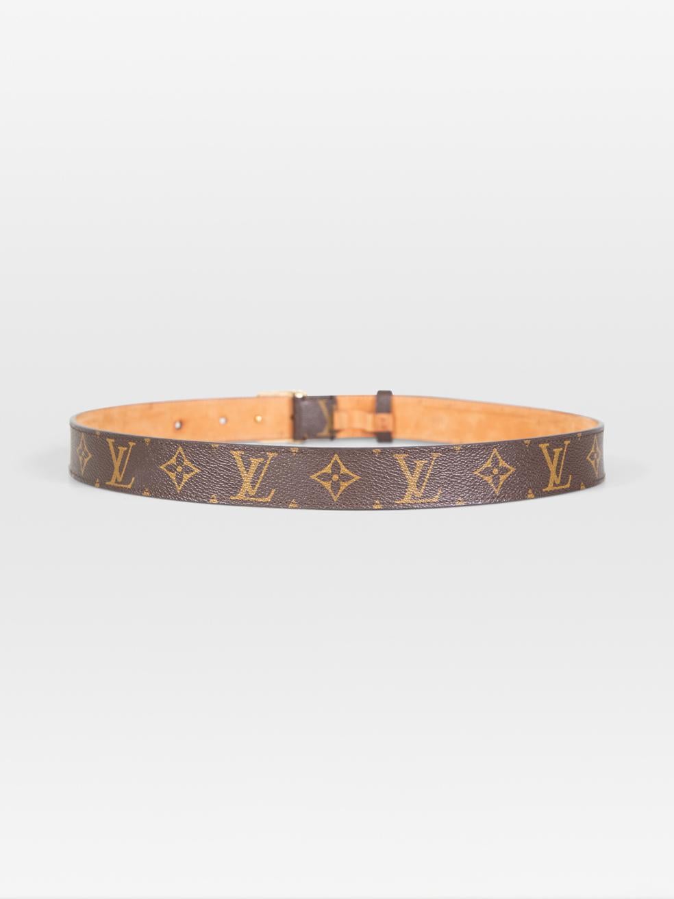 Marrone Cintura Monogram in tela marrone con cabochon Louis Vuitton in vendita