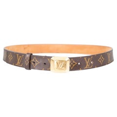 Cintura Monogram in tela marrone con cabochon Louis Vuitton