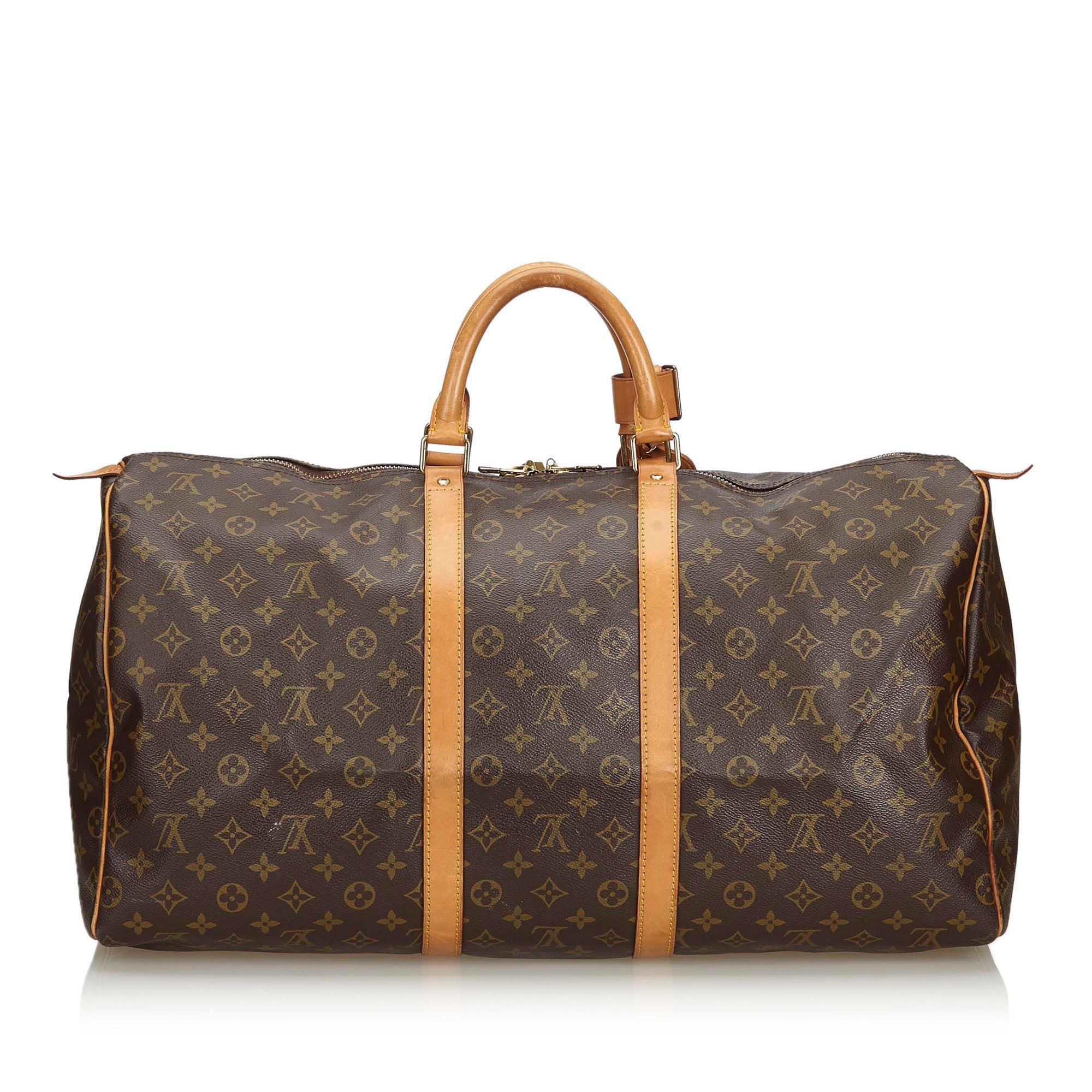 Black Louis Vuitton Brown Monogram Canvas Canvas Monogram Keepall 55 France For Sale