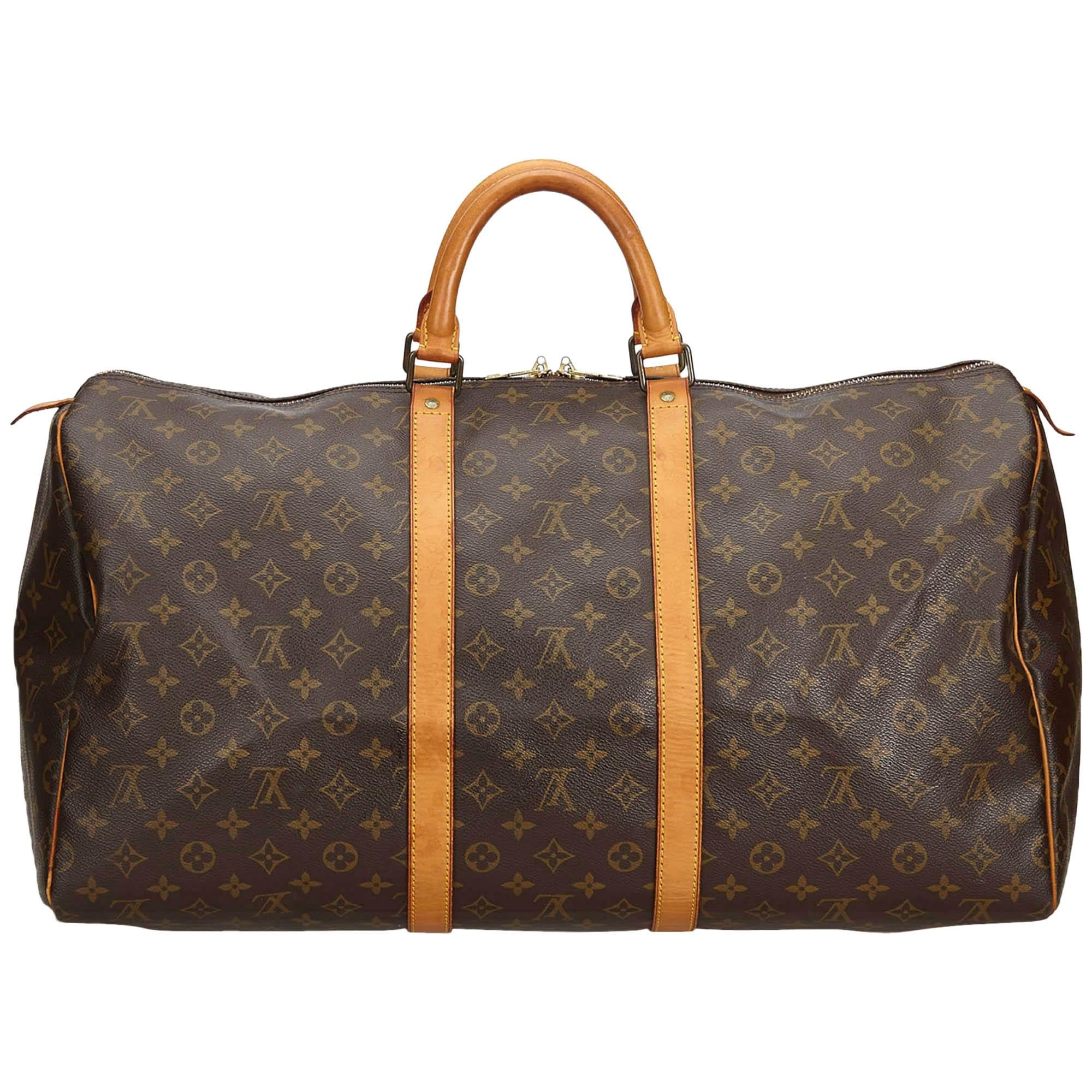 Louis Vuitton Brown Monogram Canvas Canvas Monogram Keepall 55 France For Sale