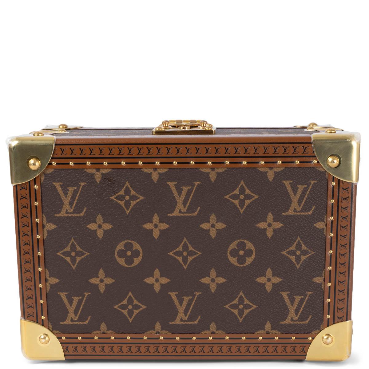 Women's LOUIS VUITTON brown Monogram canvas COFFRET TRESOR 24 Trunk Case Bag For Sale