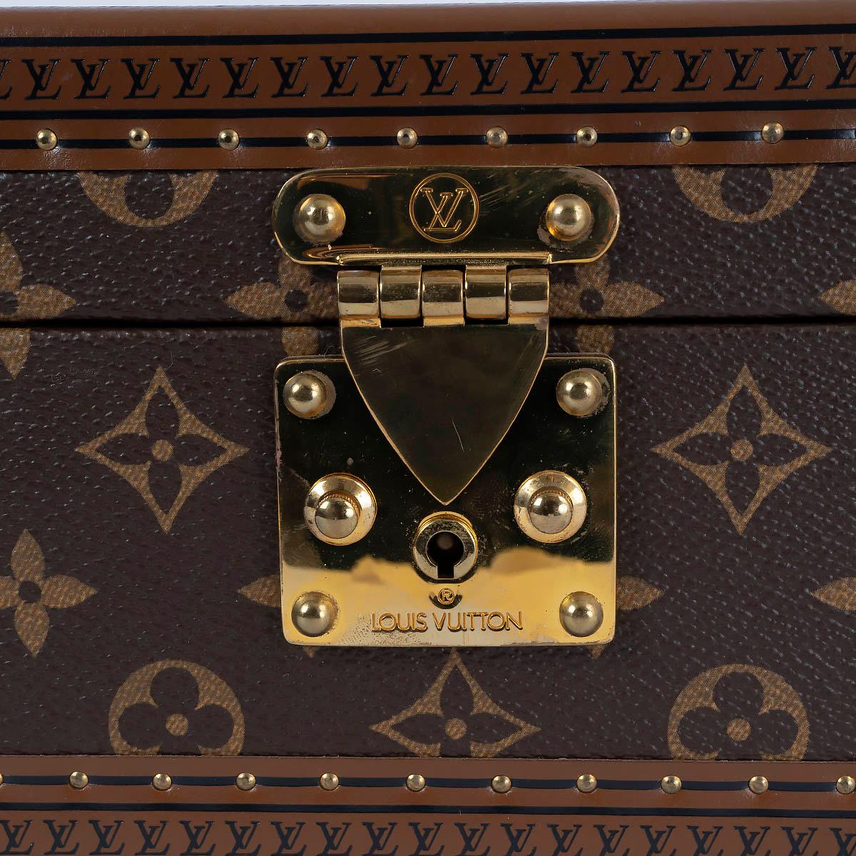 LOUIS VUITTON brown Monogram canvas COFFRET TRESOR 24 Trunk Case Bag For Sale 3