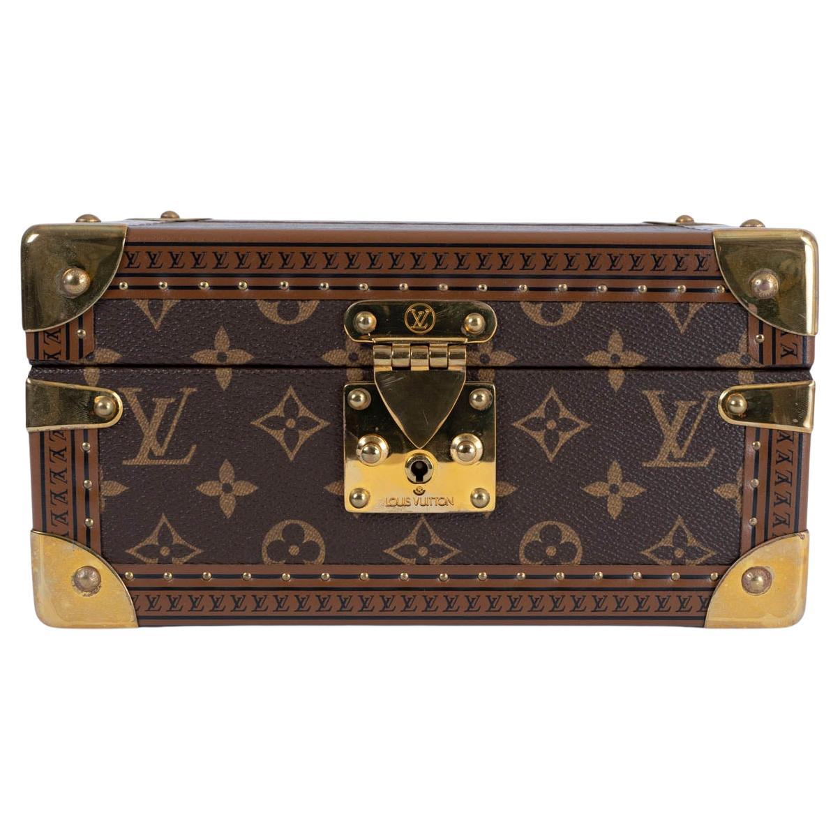 LOUIS VUITTON brown Monogram canvas COFFRET TRESOR 24 Trunk Case Bag For Sale