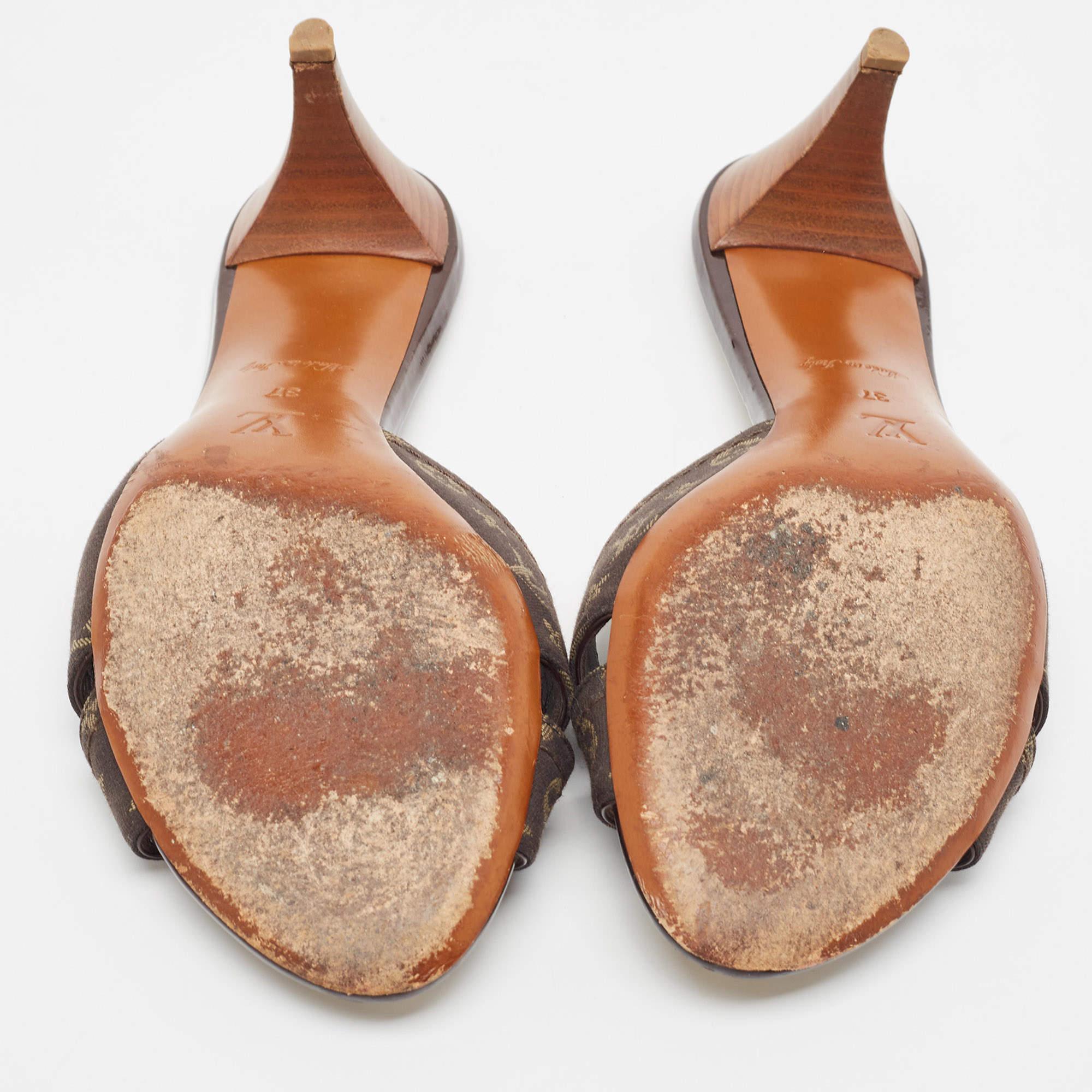 Louis Vuitton Brown Monogram Canvas Crisscross Slide Sandals Size 37 4