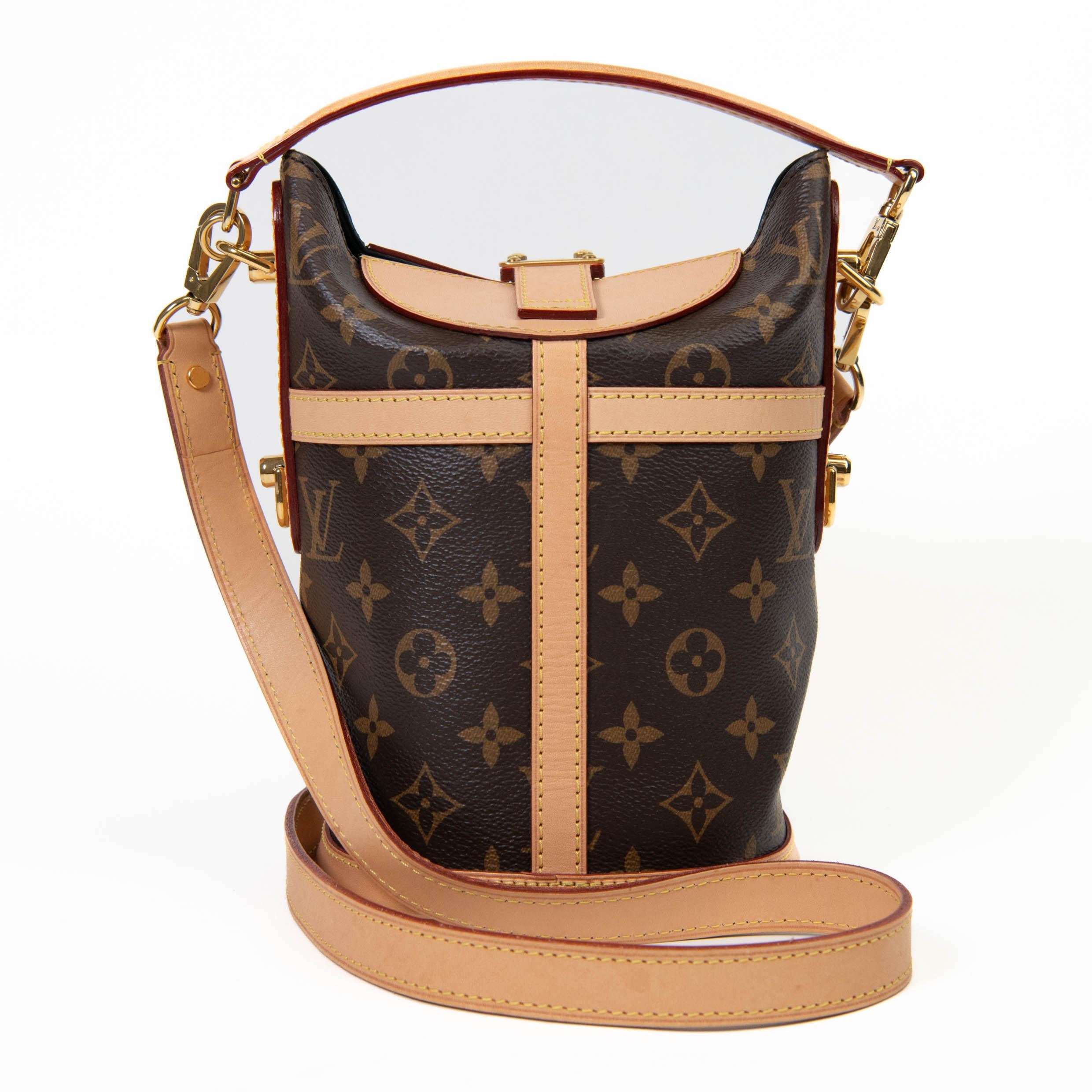 Louis Vuitton Brown Monogram Canvas Duffle Bucket Bag Crossbody (Schwarz)