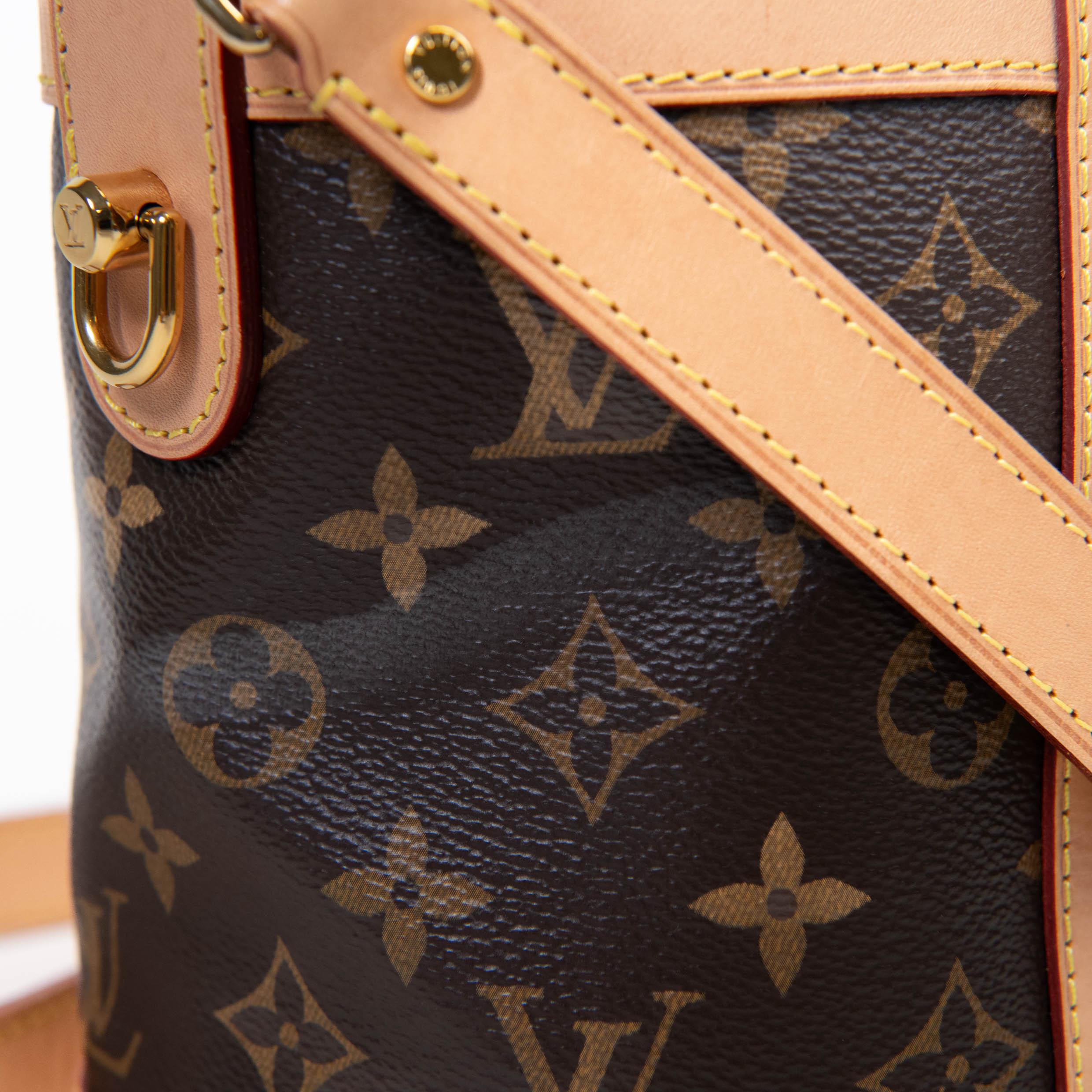 Louis Vuitton Brown Monogram Canvas Duffle Bucket Bag Crossbody 1