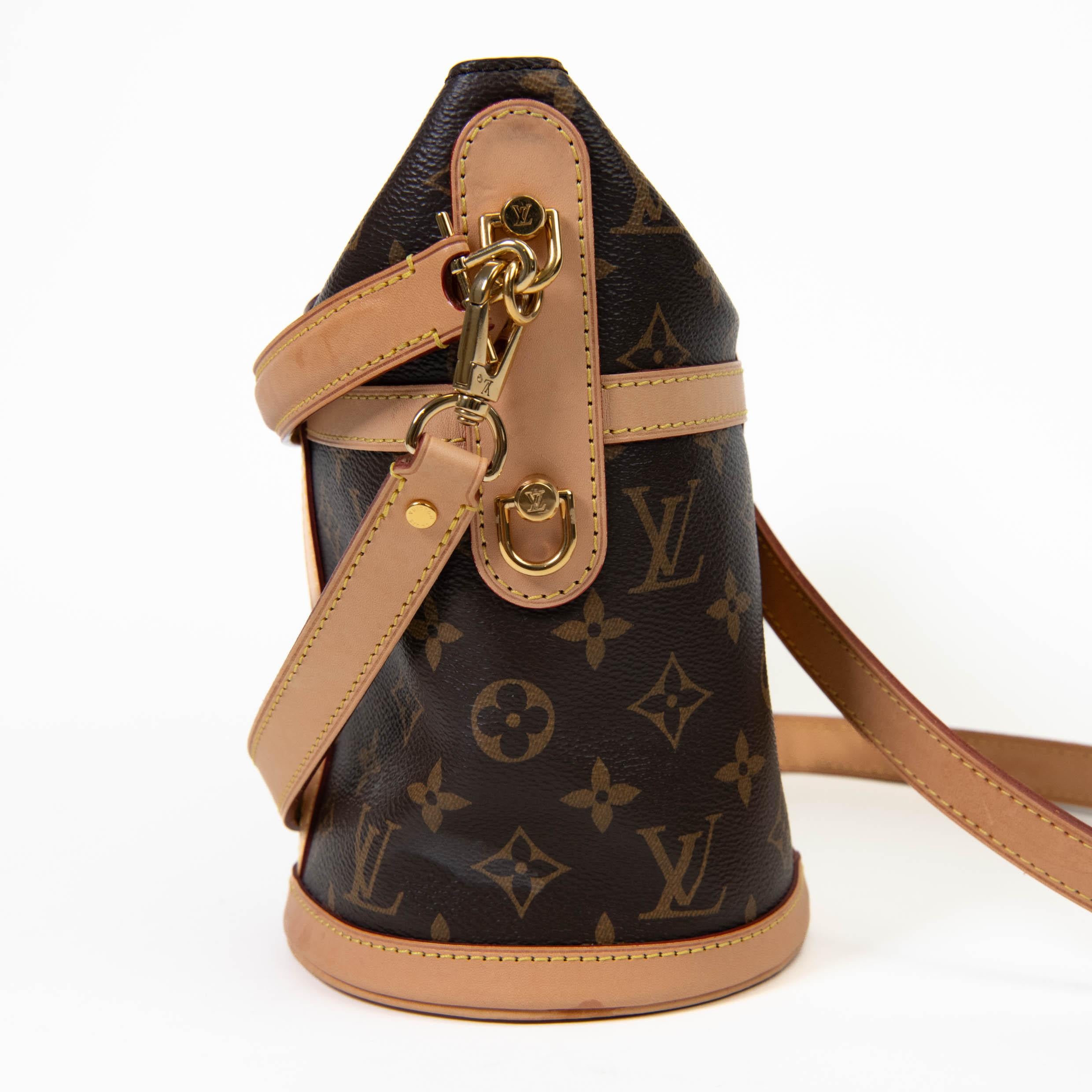 Louis Vuitton Brown Monogram Canvas Duffle Bucket Bag Crossbody 2