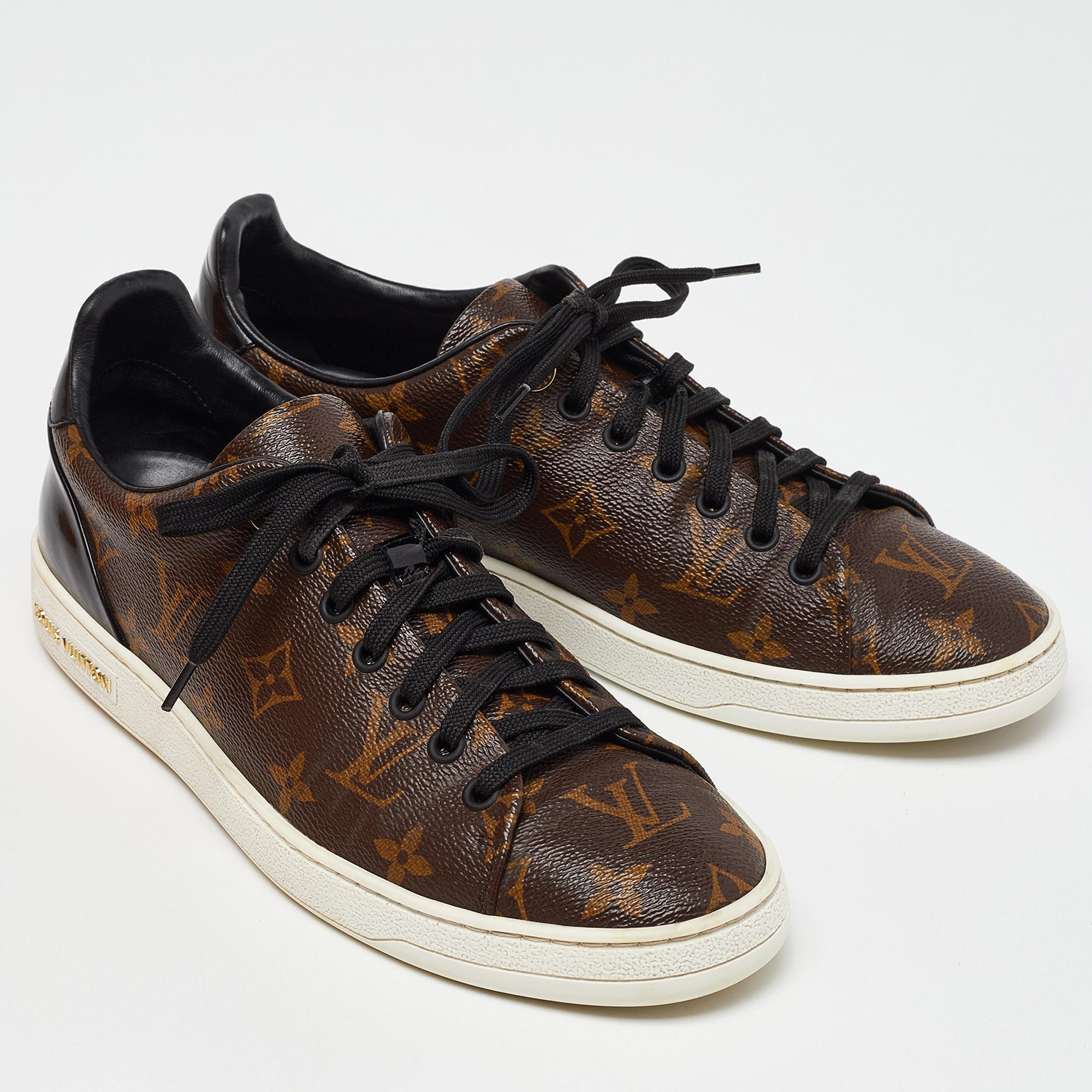 Women's Louis Vuitton Brown Monogram Canvas Frontrow Low Top Sneakers Size 40