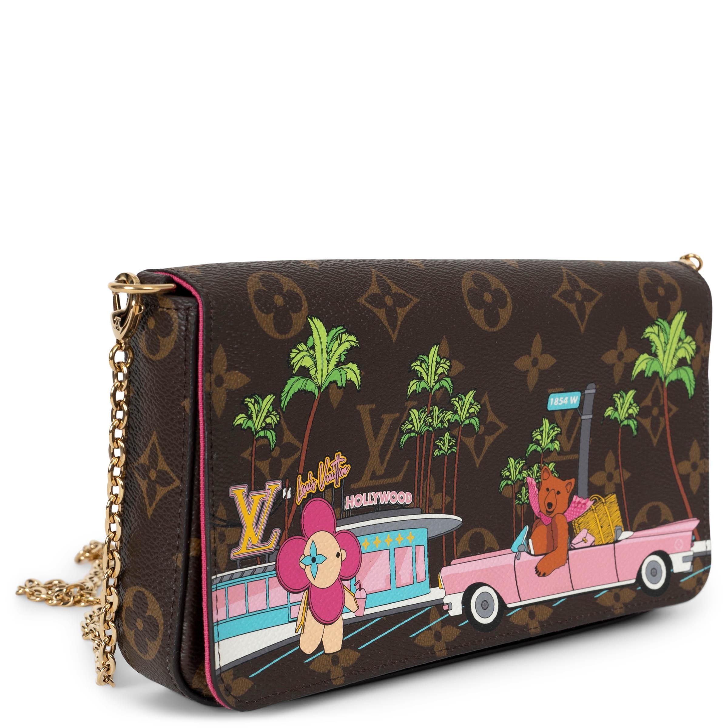 This 100% authentic Louis Vuitton Vivienne Hollywood Drive Félicie Pochette in Brown Monogram and Multicolor is a captivating piece from the 2021 LV Hollywood Drive capsule collection. Made from iconic monogram canvas with vibrant multicolor