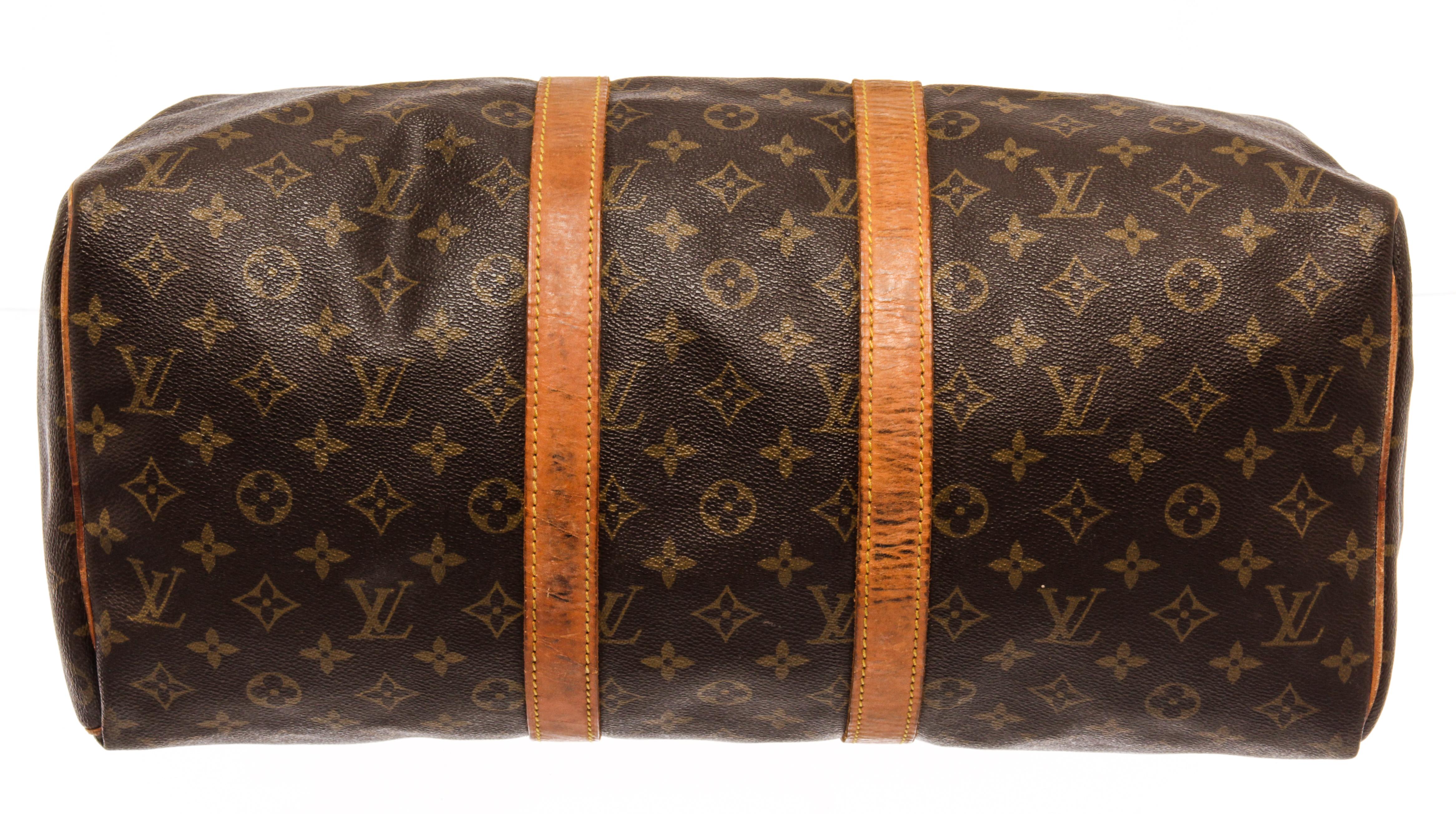  Louis Vuitton - Sac de voyage Keepall 45 en toile marron avec monogramme Unisexe 