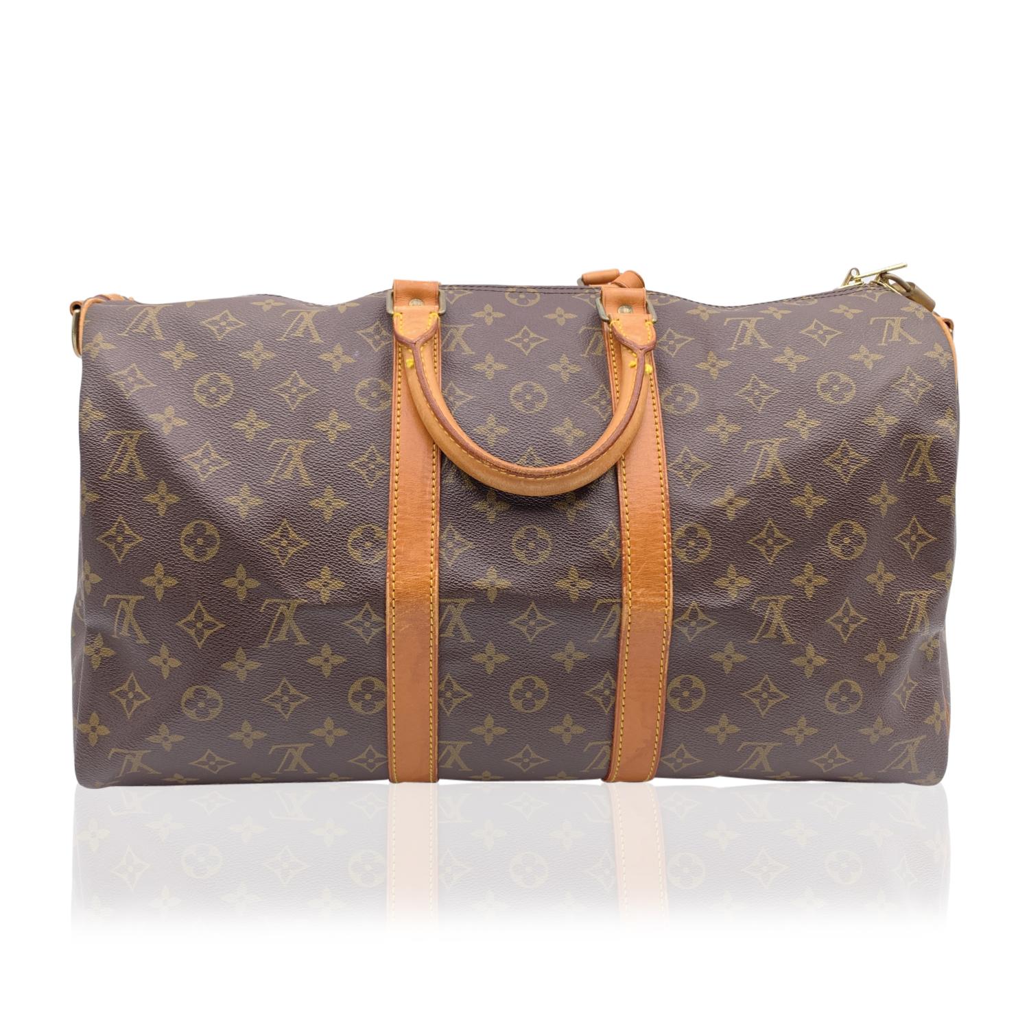 Louis Vuitton Brown Monogram Canvas Keepall 45 Travel Duffel Bag In Good Condition In Rome, Rome