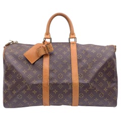 Louis Vuitton Brown Monogram Canvas Keepall 45 Travel Duffel Bag Louis Vuitton Brown Monogram Canvas Keepall 45 Travel Duffel Bag