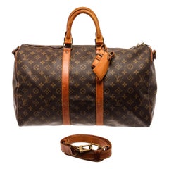 Louis Vuitton Brown Monogram Canvas Keepall Bandouliere 45 Travel Bag
