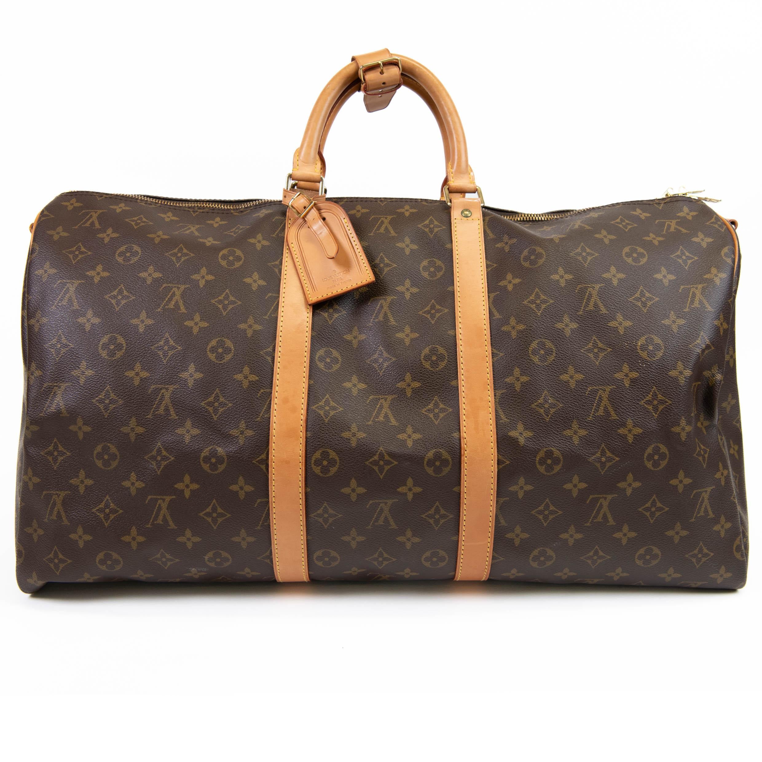 Black Louis Vuitton Brown Monogram Canvas Keepall Bandouliere 55 For Sale