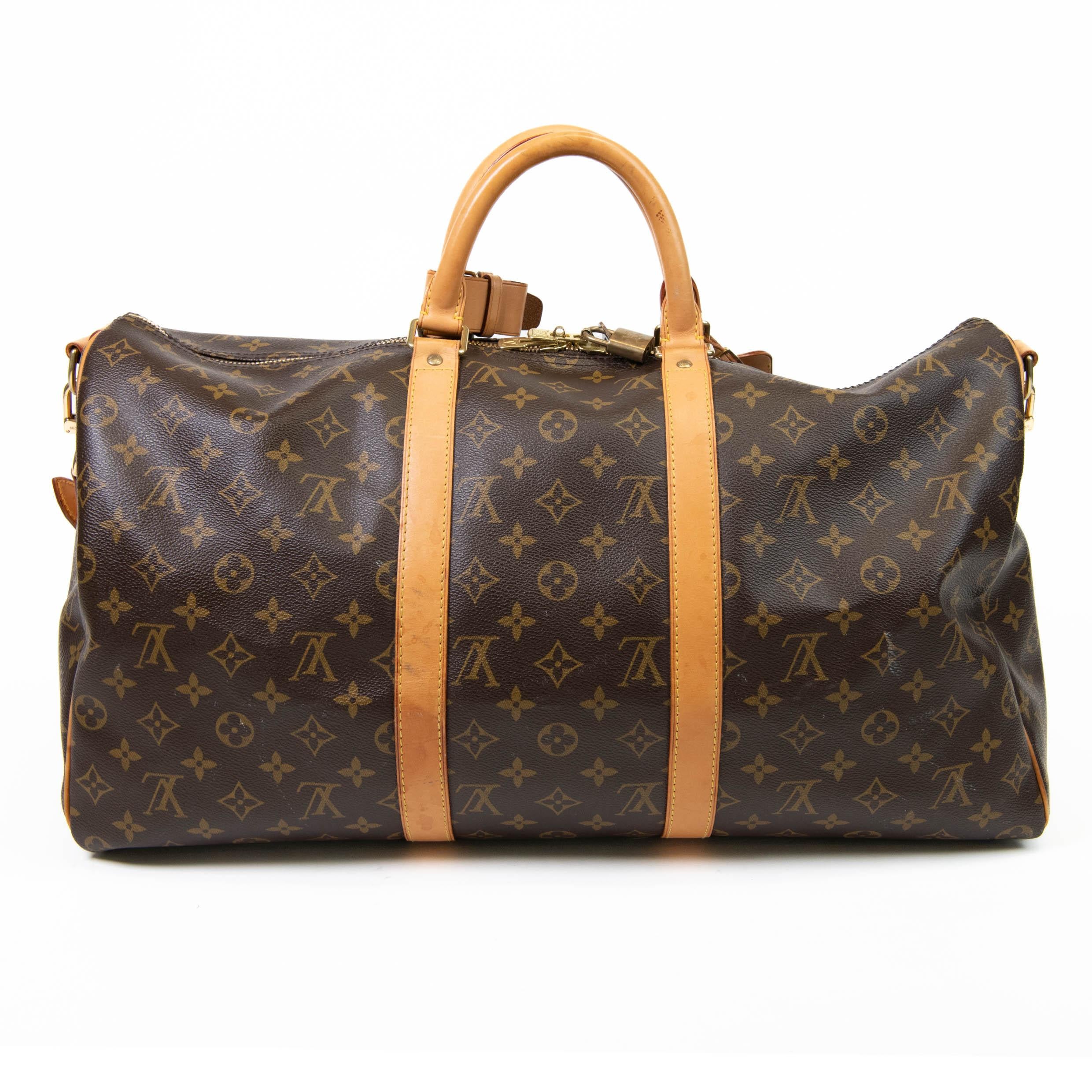 Black Louis Vuitton Brown Monogram Canvas Keepall Bandouliere 55 For Sale