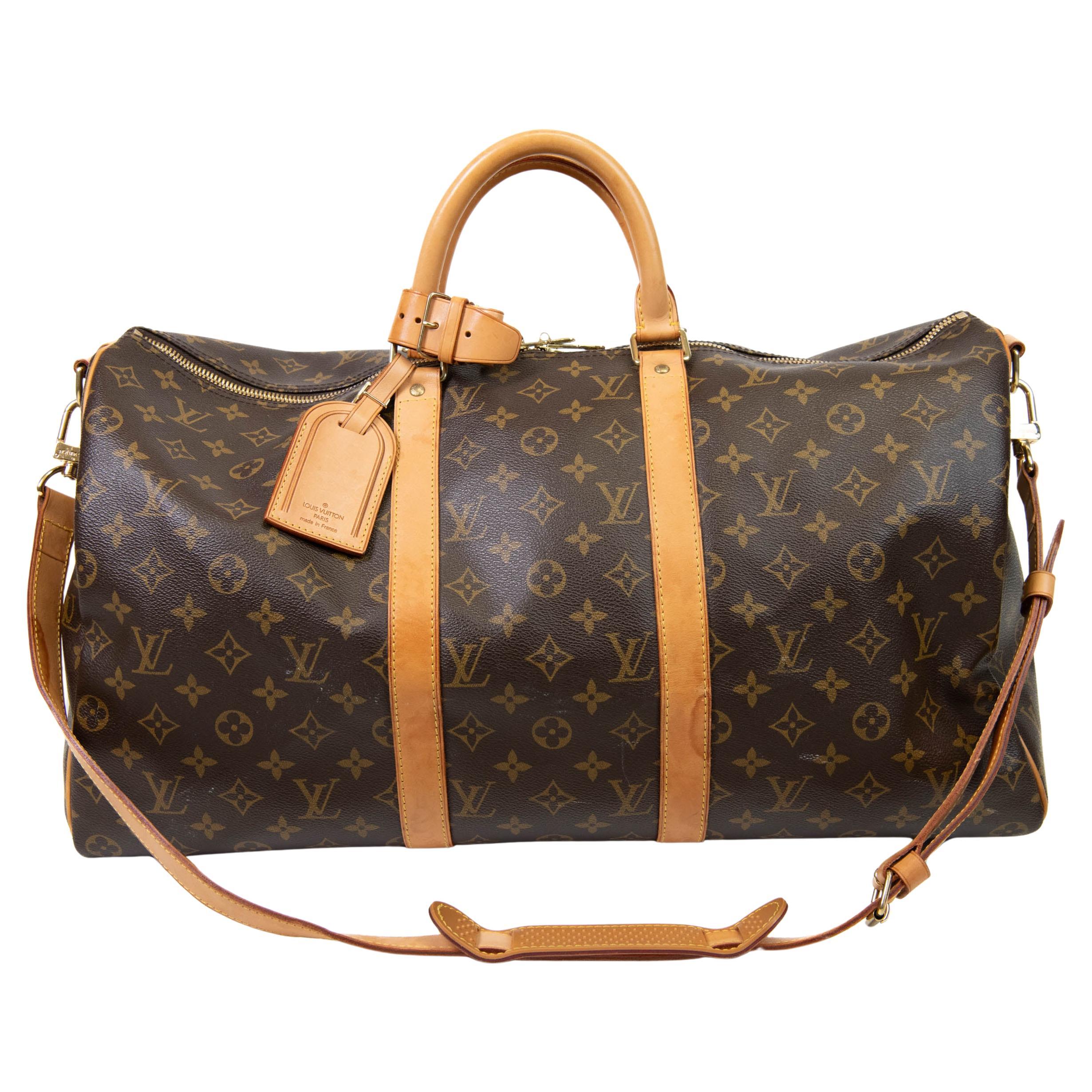 Louis Vuitton Brown Monogram Canvas Keepall Bandouliere 55