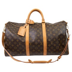 Louis Vuitton Brown Monogram Canvas Keepall Bandouliere 55