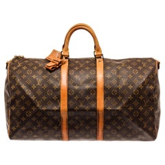 Louis Vuitton Brown Monogram Canvas Keepall Bandouliere 55 Travel Bag