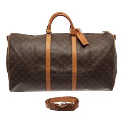 Louis Vuitton Keepall Bandouliere 60 Reisetasche aus Segeltuch mit braunem Monogramm