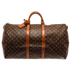 Louis Vuitton Keepall Bandouliere 60 Reisetasche aus Segeltuch mit braunem Monogramm