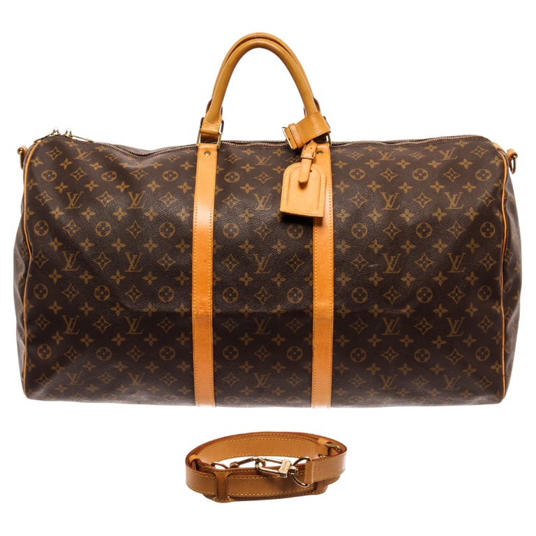 Authentic Louis Vuitton Keepall Bandouliere Bag Monogram Canvas 60 Brown