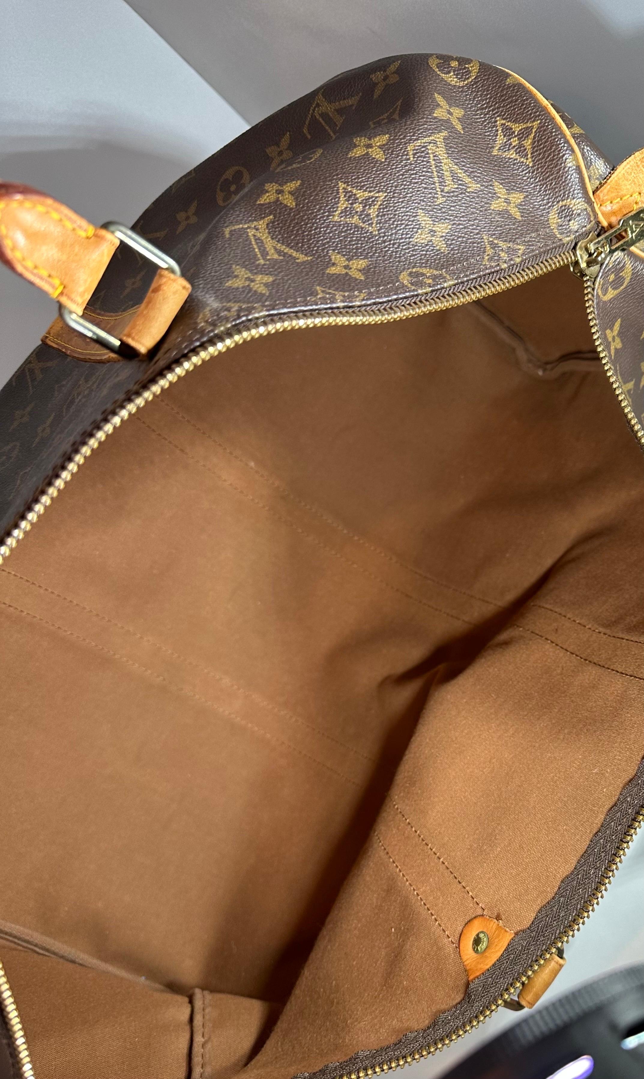 LOUIS VUITTON Brown Monogram Canvas Keepall  Luggage Bag  50, Boston Bag For Sale 3