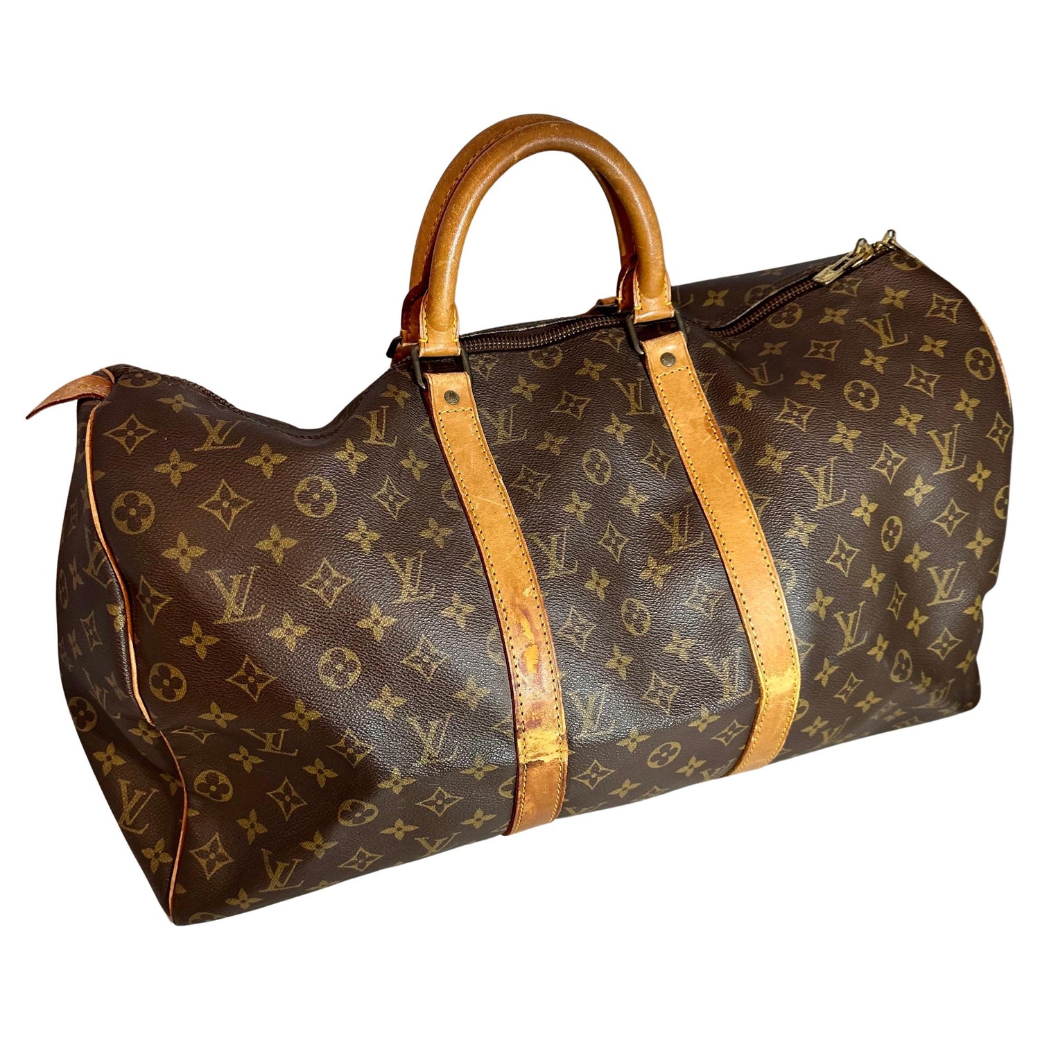 Louis Vuitton Pink and Blue Monogram Taurillon Illusion Keepall Bandoulière  50 For Sale at 1stDibs