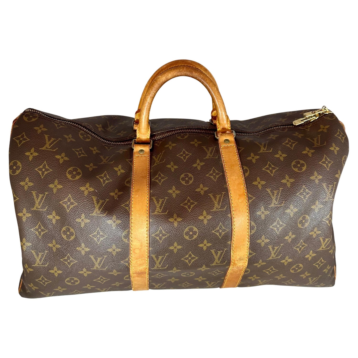 Louis Vuitton Keepall Bandouliere Black-tone 50 Brown in Coated Canvas with  Orange/Black-tone - US
