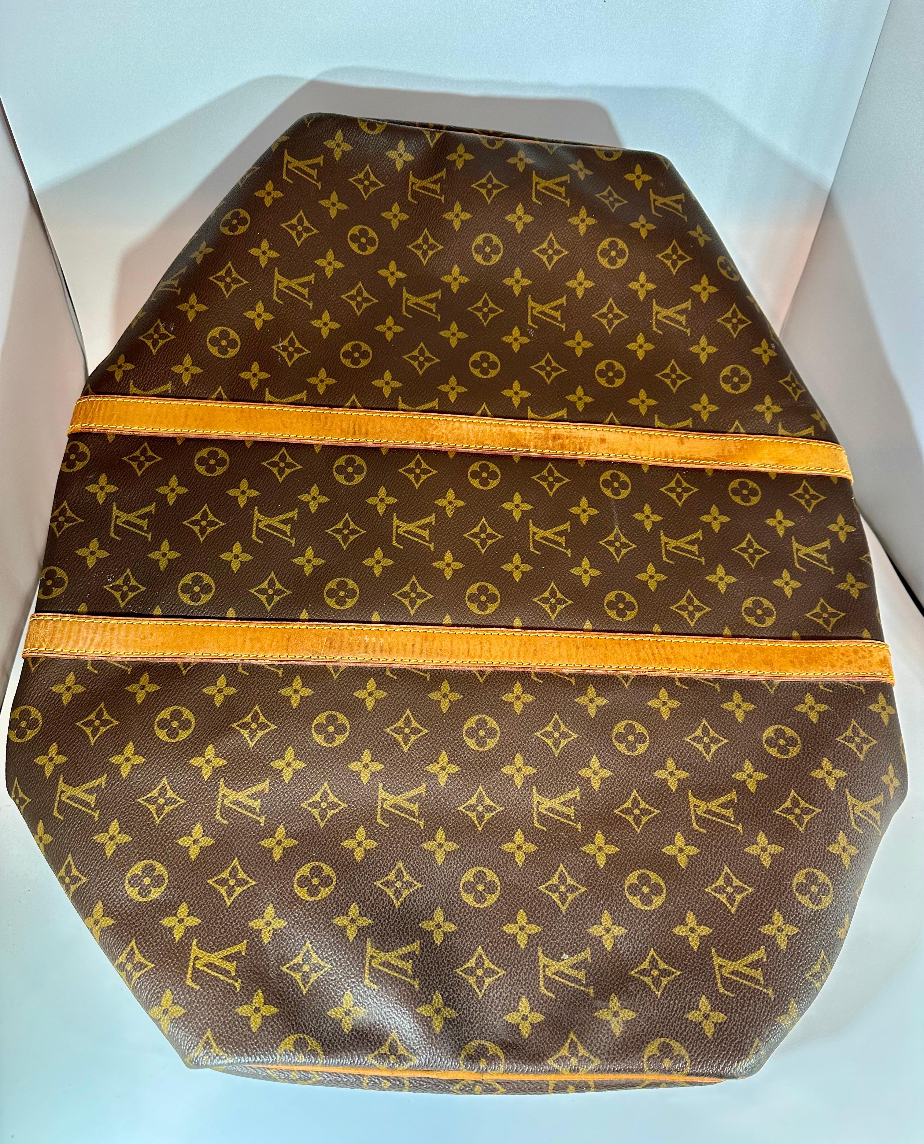 LOUIS VUITTON Brown Monogram Canvas Keepall  Luggage Bag  55 For Sale 8