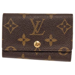 Vintage Louis Vuitton Brown Monogram Canvas Leather 6 Key Holder