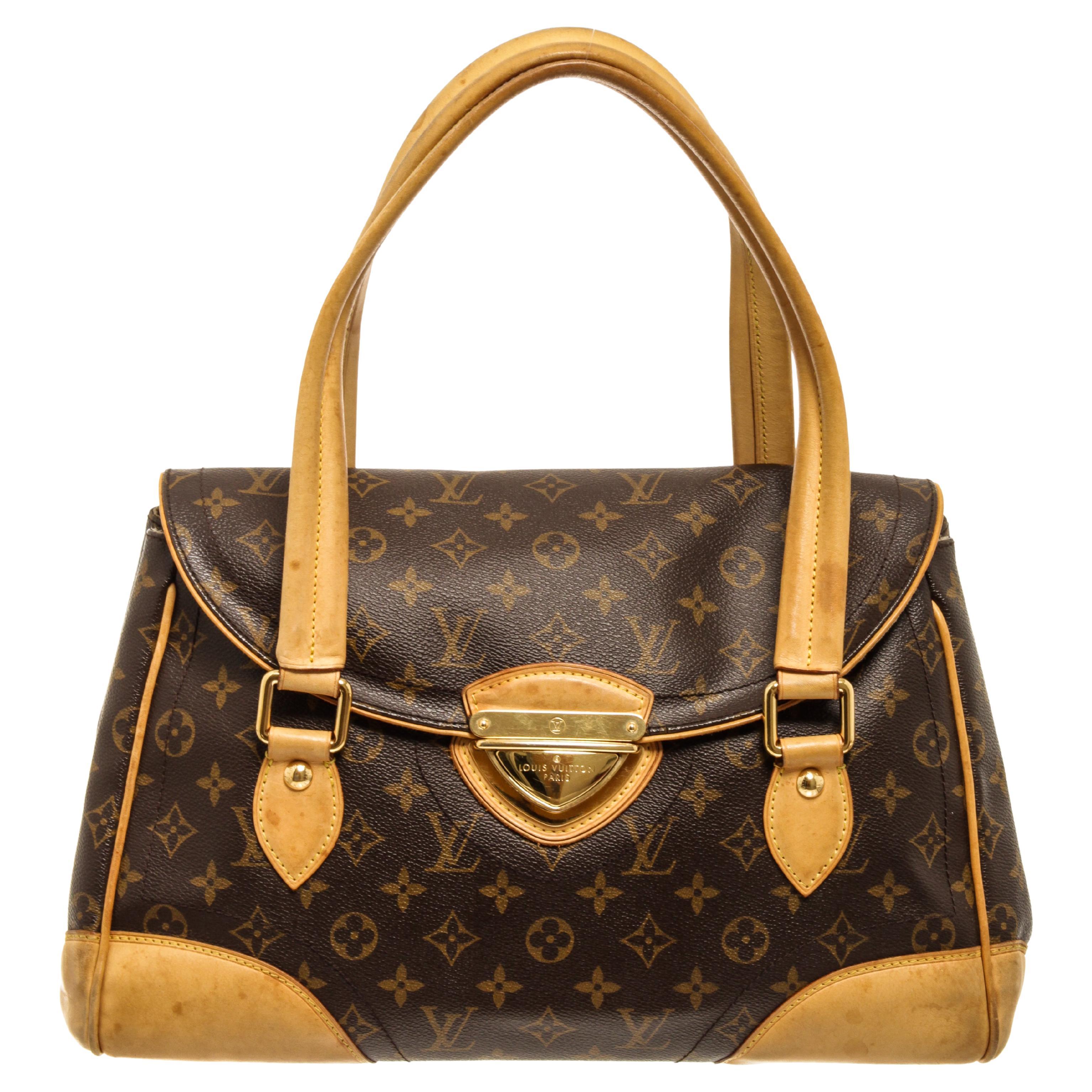 Louis Vuitton Brown Monogram Canvas Leather Beverly GM Shoulder Bag For Sale at 1stDibs louis