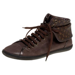 Louis Vuitton Brown Monogram Canvas & Leather Brea Sneaker Boots Size 38