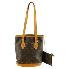 Louis Vuitton Brown Monogram Canvas Leather Bucket PM Shoulder Bag