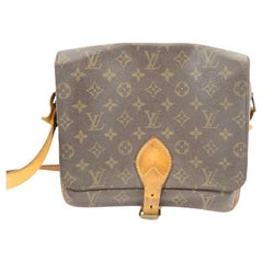 Louis Vuitton Brown Monogram Canvas Leather Cartouchiere MM Crossbody Bag