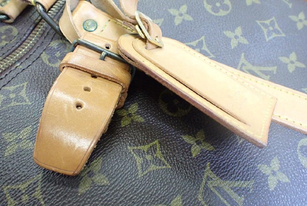 Louis Vuitton Brown Monogram Canvas Leather Keepall 45 cm Duffle Bag Luggage 3