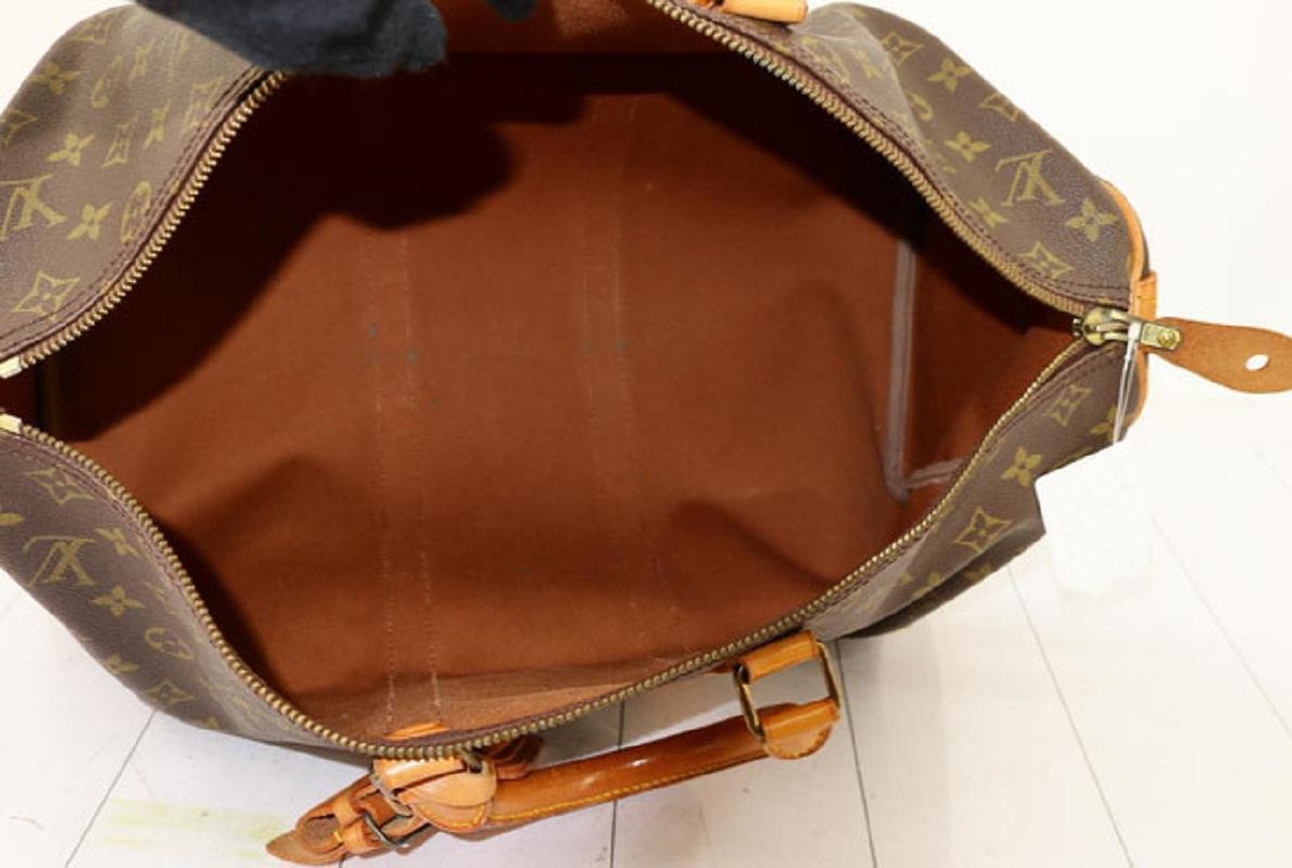 Louis Vuitton Brown Monogram Canvas Leather Keepall 45 cm Duffle Bag Luggage 4