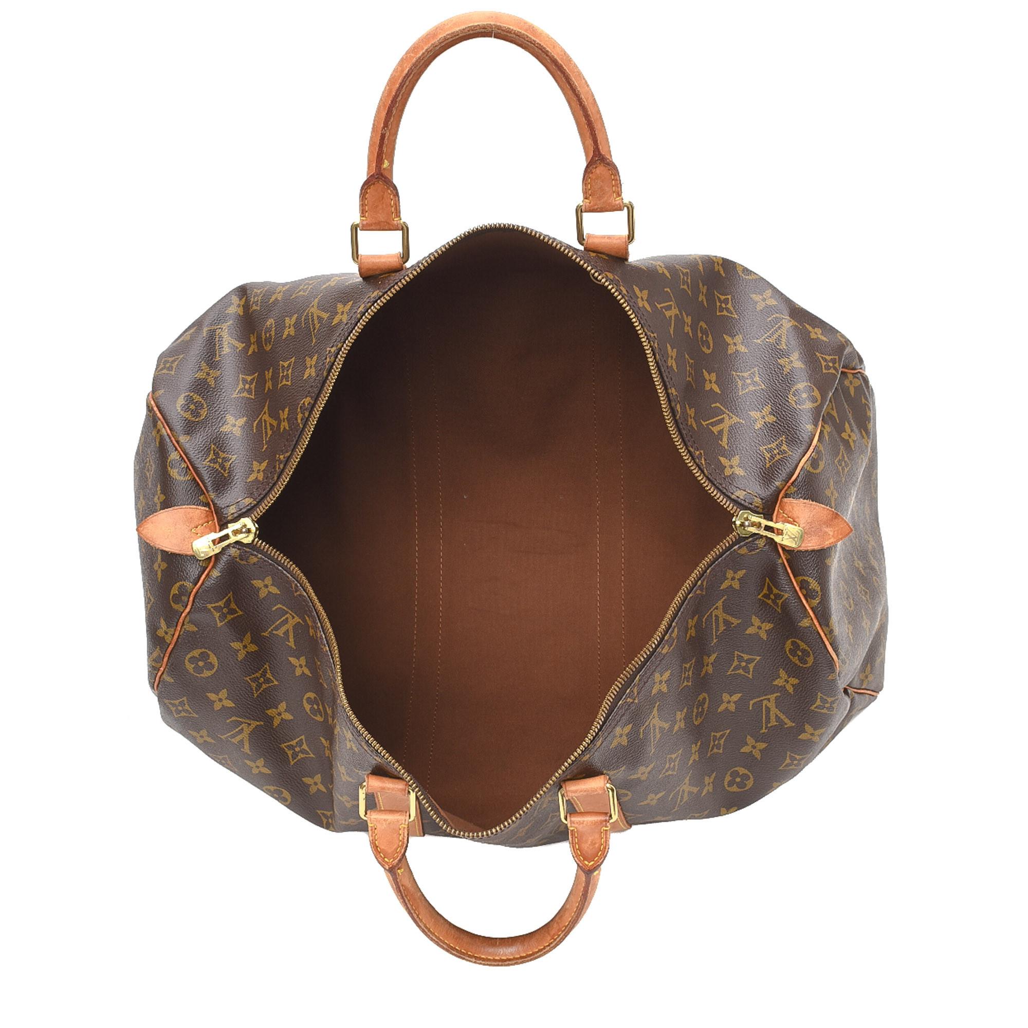 Louis Vuitton Brown Monogram Canvas Leather Keepall 50 cm Duffle Bag Luggage 1