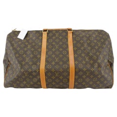 Louis Vuitton Brown Monogram Canvas Leather Keepall 50 cm Duffle Bag Luggage