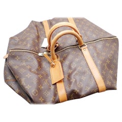 Louis Vuitton Brown Monogram Canvas Leather Keepall 50 cm Duffle Bag Luggage