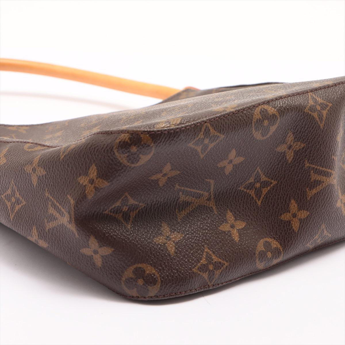 Louis Vuitton Brown Monogram Canvas Leather Looping MM Shoulder Bag In Good Condition For Sale In Irvine, CA